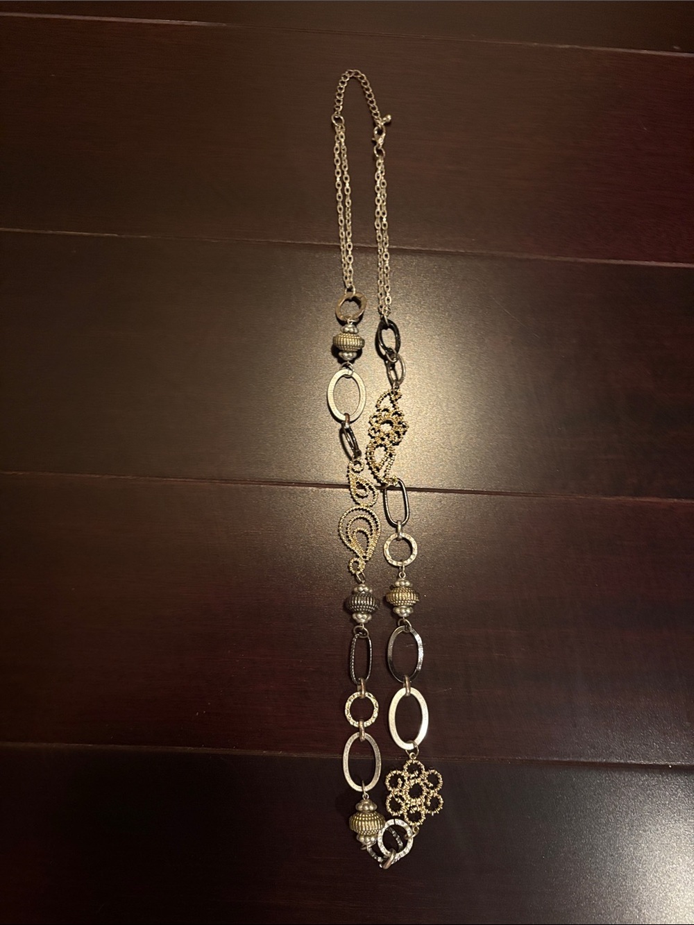 Long Gold-Tone Mixed Link Women’s Necklace